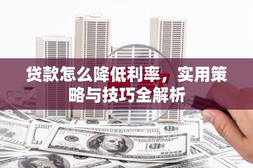 安国贷款怎么降低利率，实用策略与技巧全解析